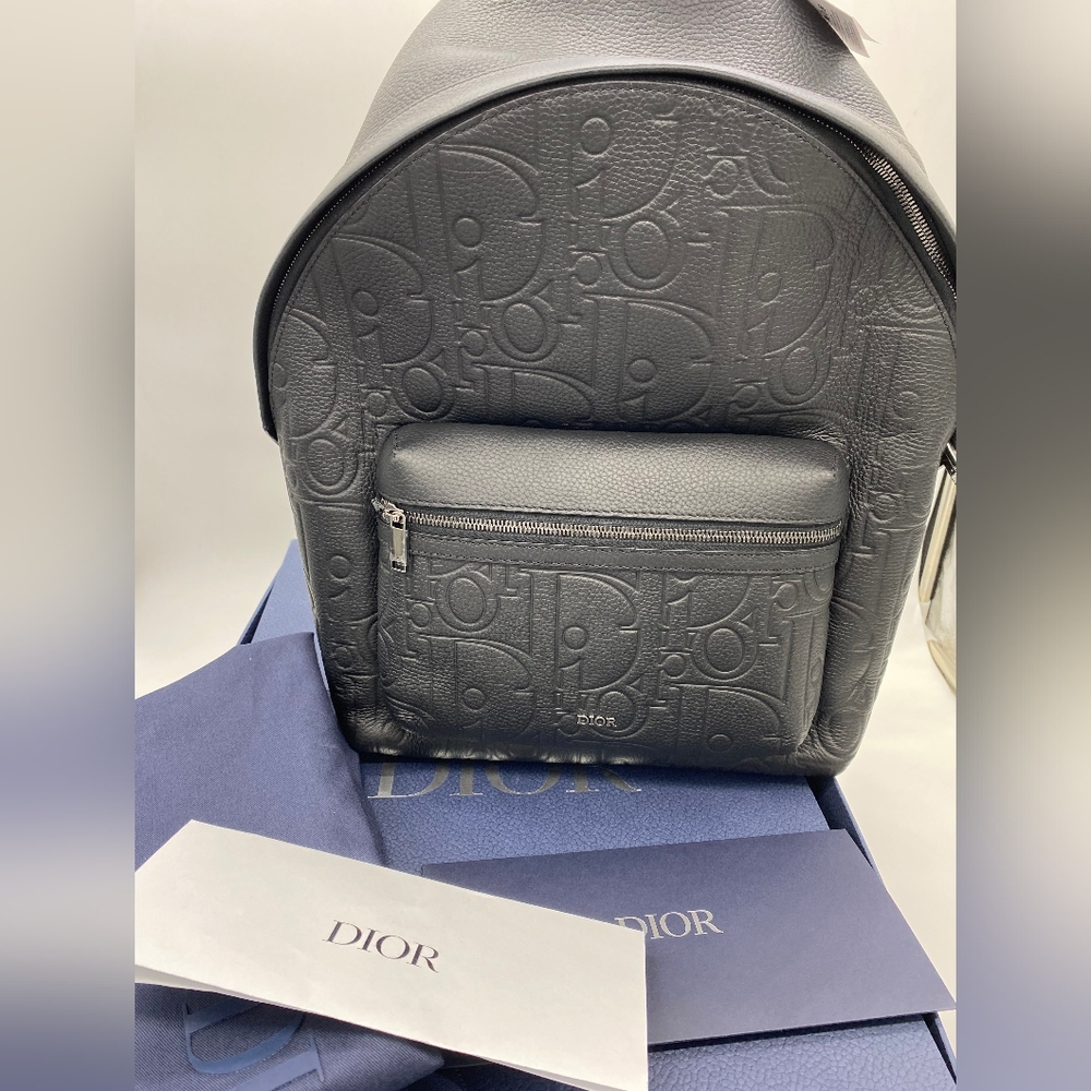 Dior Black Embossed Leather Backpack